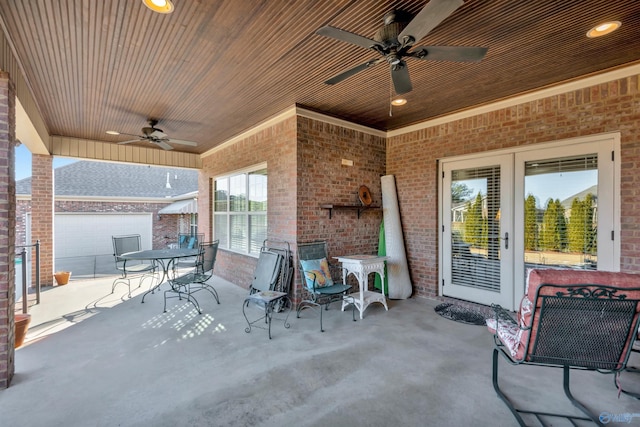 view of patio featuring ceiling fan