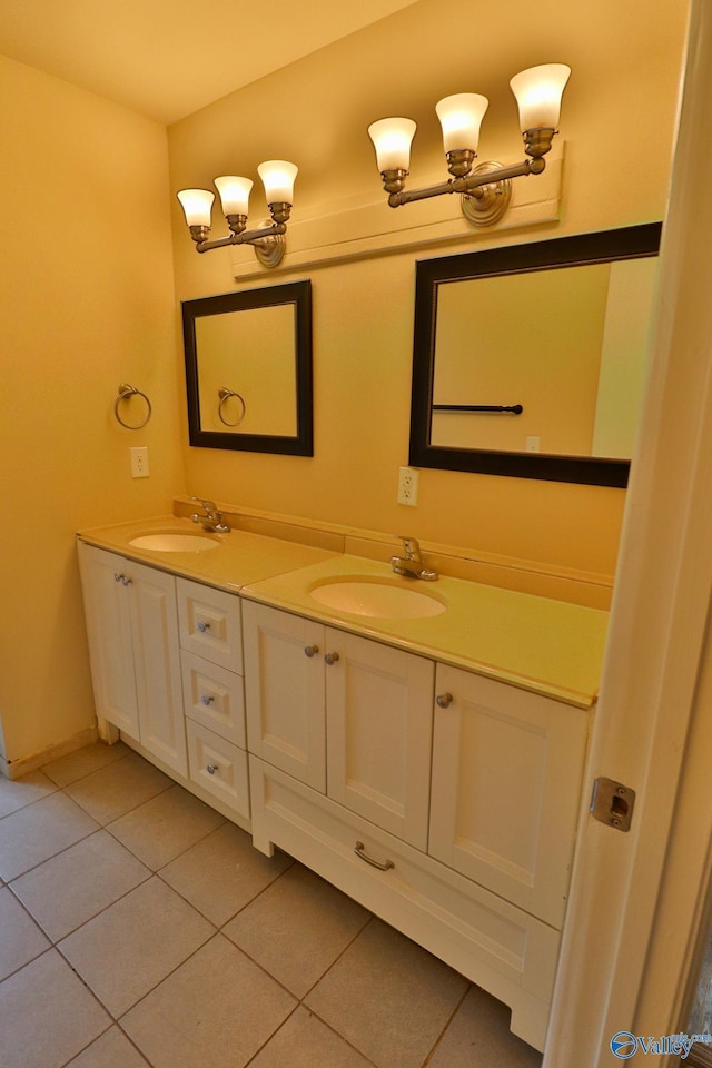 3703 Fox Trail Cir, Huntsville, AL 35810 - bathroom with tile patterned floors and double vanity
