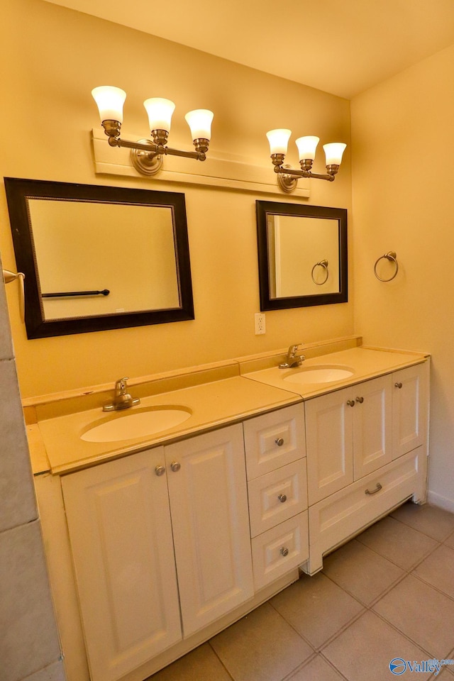 3703 Fox Trail Cir, Huntsville, AL 35810 - bathroom with double vanity and tile patterned flooring
