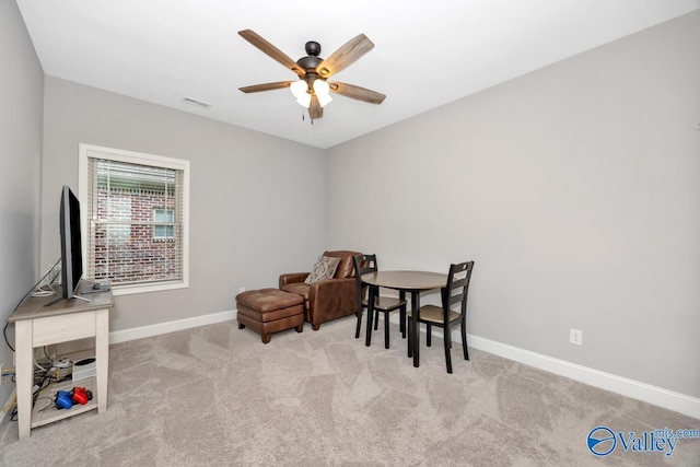 7528 Flint Crossing Cir, Owens Cross Roads, AL 35763 - living area with a ceiling fan and carpet floors