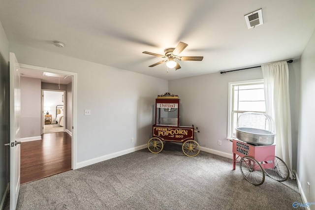 7326 Vidette Ln SE, Owens Cross Roads, AL 35763 - misc room with attic access, carpet floors, and a ceiling fan