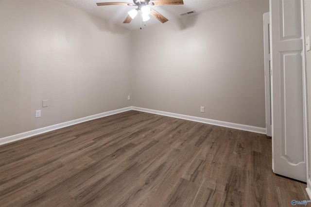 814 E Haven Dr, Glencoe, AL 35905 - spare room featuring ceiling fan and dark wood-style floors