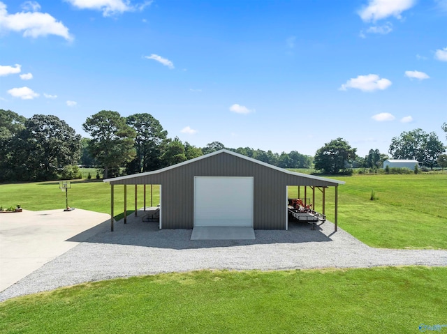 exterior space with a lawn and a carport