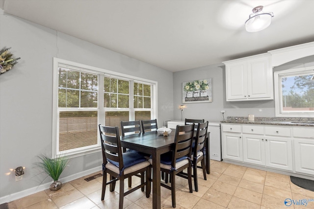 view of tiled dining room