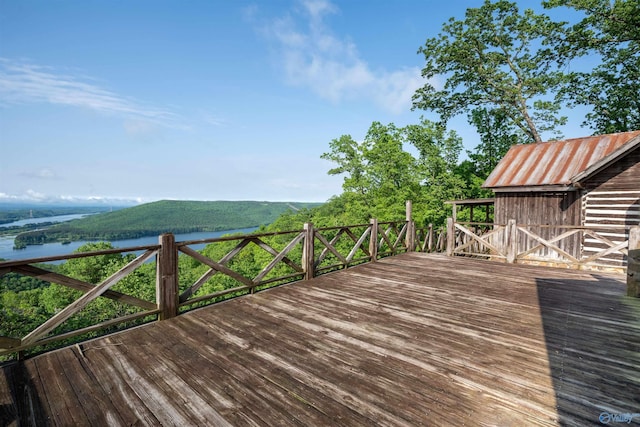 deck with a water view