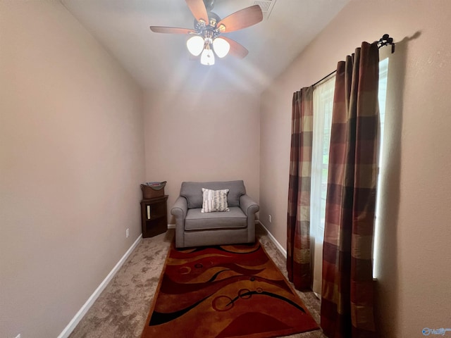 415 County Road 355, Leesburg, AL 35983 - living area featuring carpet floors, ceiling fan, and vaulted ceiling