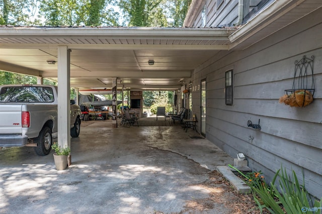 exterior space featuring a carport