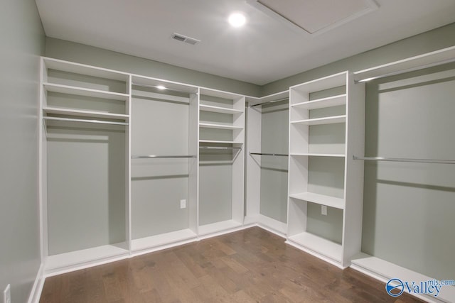 spacious closet featuring hardwood / wood-style flooring