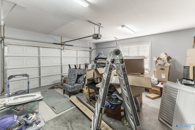 garage with a garage door opener