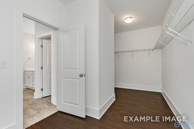 spacious closet featuring wood finished floors