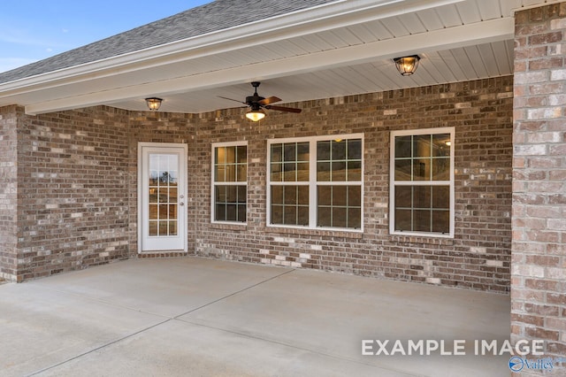 view of patio / terrace with a ceiling fan