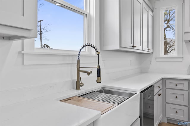 kitchen with dishwasher, light countertops, and a sink