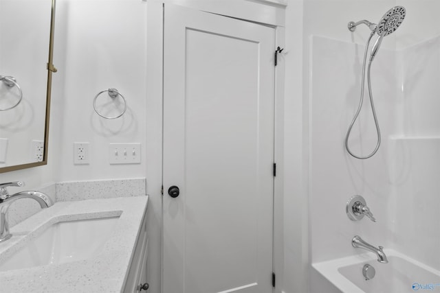 full bathroom with vanity and shower / bath combination