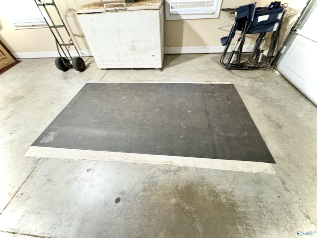 garage with baseboards