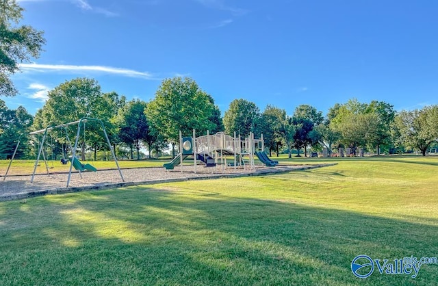 view of play area with a yard