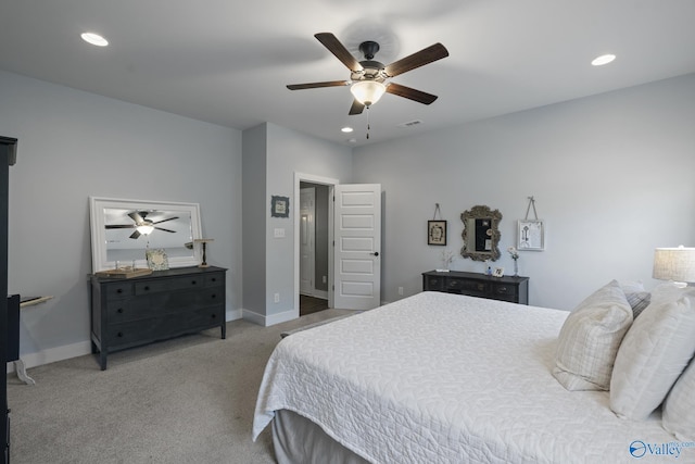 1530 Trek St NE, Huntsville, AL 35811 - bedroom with recessed lighting, carpet floors, baseboards, and a ceiling fan