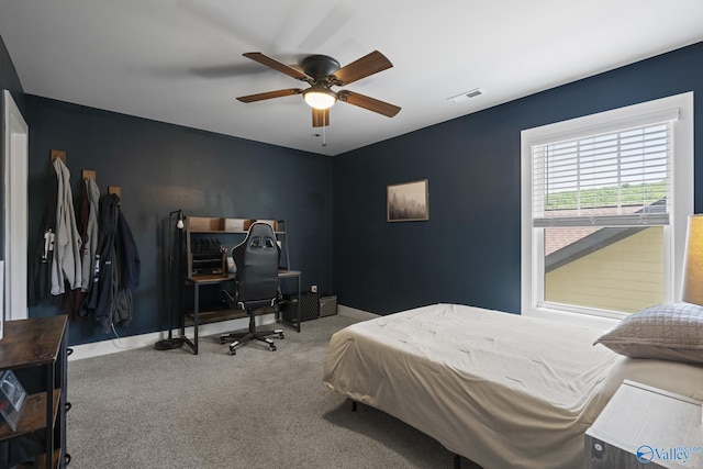 1530 Trek St NE, Huntsville, AL 35811 - bedroom featuring carpet, a desk, baseboards, and ceiling fan
