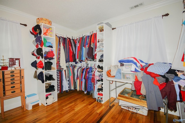 walk in closet featuring hardwood / wood-style floors