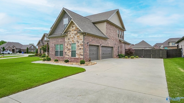 17583 Maree Dr, Athens, AL 35613 - view of side of home with an attached garage, fence, roof with shingles, a yard, and driveway