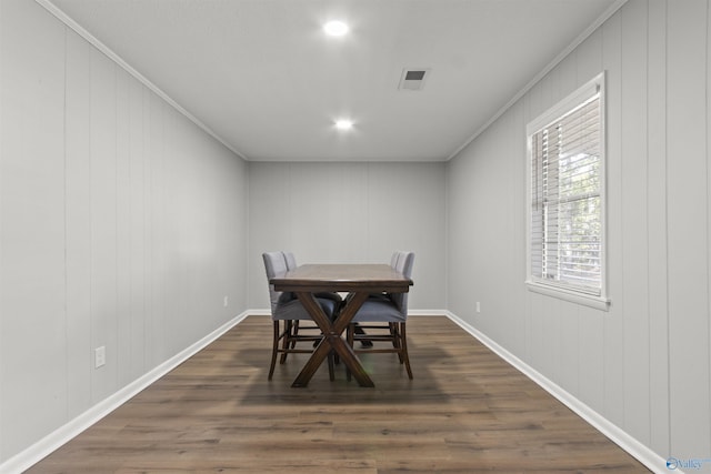 3374 Old Moulton Rd SW, Decatur, AL 35603 - dining space with ornamental molding and dark wood-style floors