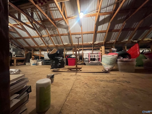 view of unfinished attic