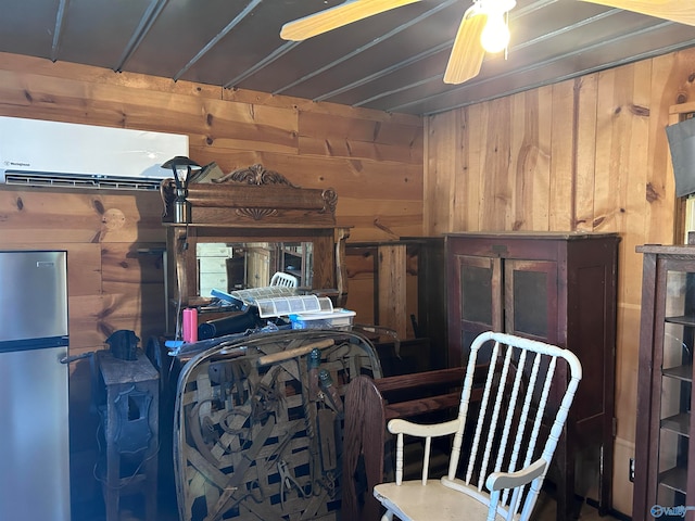 storage room featuring ceiling fan