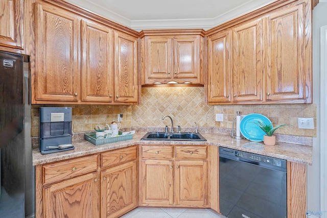 26409 Pepper Rd, Athens, AL 35613 - kitchen featuring a sink, freestanding refrigerator, tasteful backsplash, and dishwasher