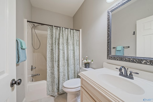 26409 Pepper Rd, Athens, AL 35613 - bathroom with shower / tub combo with curtain, toilet, tile patterned floors, and vanity