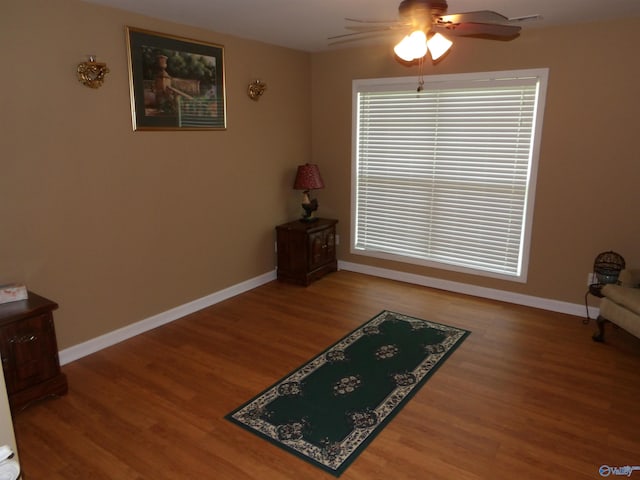 784 County Road 33, Fyffe, AL 35971 - sitting room with wood finished floors, baseboards, and a ceiling fan