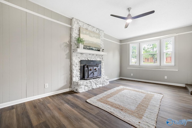 2017 Shady Lane Dr, Huntsville, AL 35810 - unfurnished living room featuring hardwood / wood-style flooring and ceiling fan