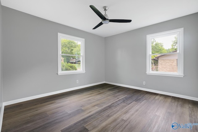 2017 Shady Lane Dr, Huntsville, AL 35810 - spare room featuring dark wood-type flooring and ceiling fan