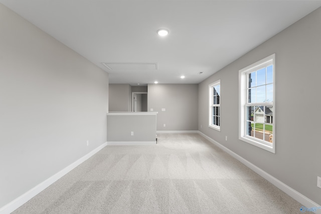 29414 Canoe Cir, Harvest, AL 35749 - empty room with baseboards, recessed lighting, attic access, and light carpet