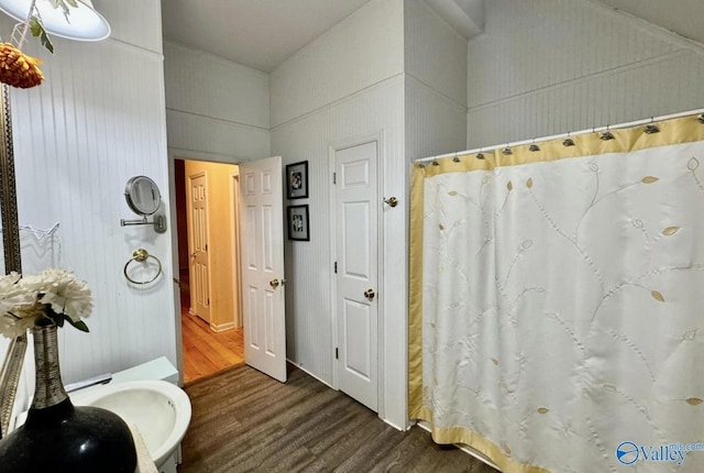 bathroom featuring hardwood / wood-style floors