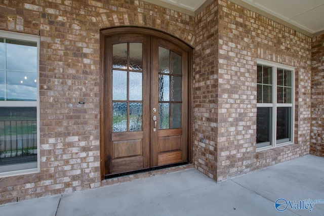 doorway to property featuring french doors