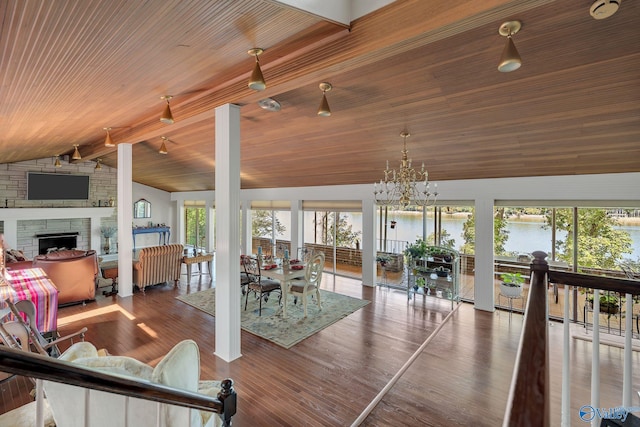 411 Darby Ave, Sheffield, AL 35660 - sunroom featuring a water view and a chandelier