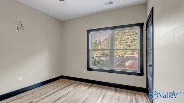 empty room featuring a healthy amount of sunlight and light wood-type flooring