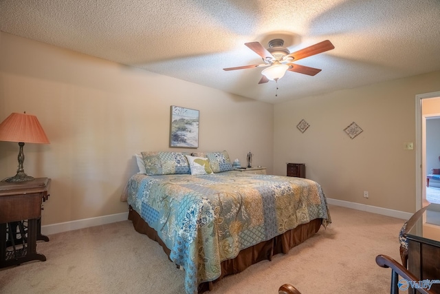 142 Raspberry Way, Madison, AL 35757 - bedroom with light colored carpet, ceiling fan, and a textured ceiling