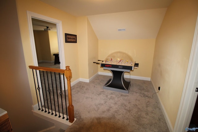 playroom with light colored carpet