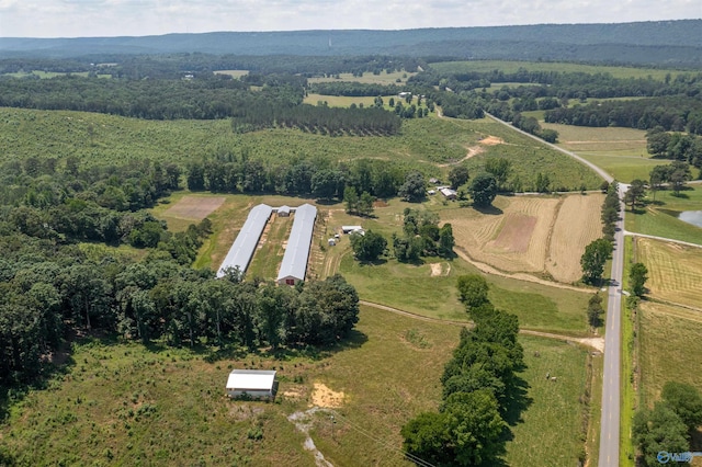 birds eye view of property with a rural view