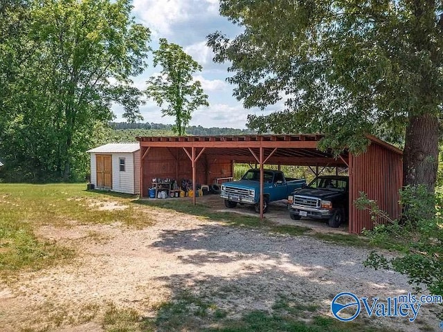 view of car parking with a carport