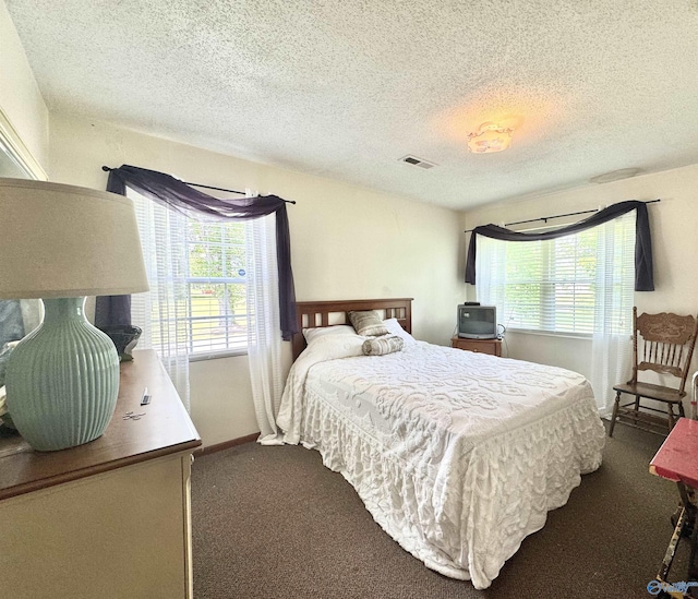 32 Kirby Rd, Hillsboro, AL 35643 - carpeted bedroom featuring a textured ceiling and baseboards