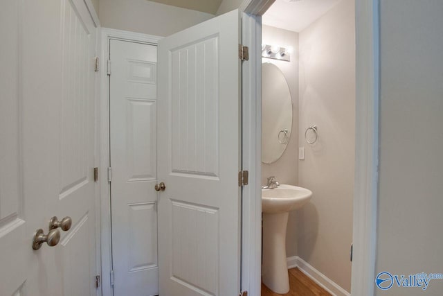 bathroom featuring hardwood / wood-style floors