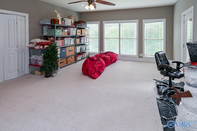 interior space featuring plenty of natural light and ceiling fan