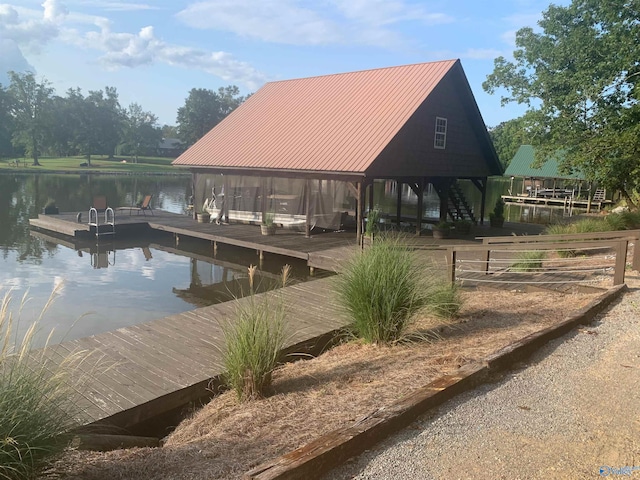 view of dock featuring a water view