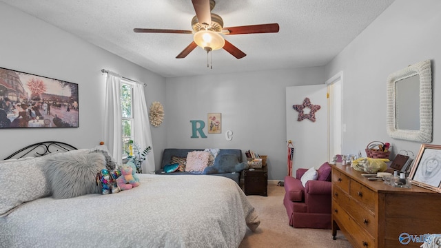 11112 Memorial Pkwy S Unit N3, Huntsville, AL 35803 - bedroom featuring carpet flooring, a textured ceiling, and ceiling fan