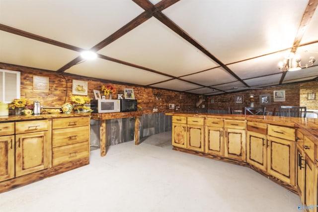 kitchen with dark countertops