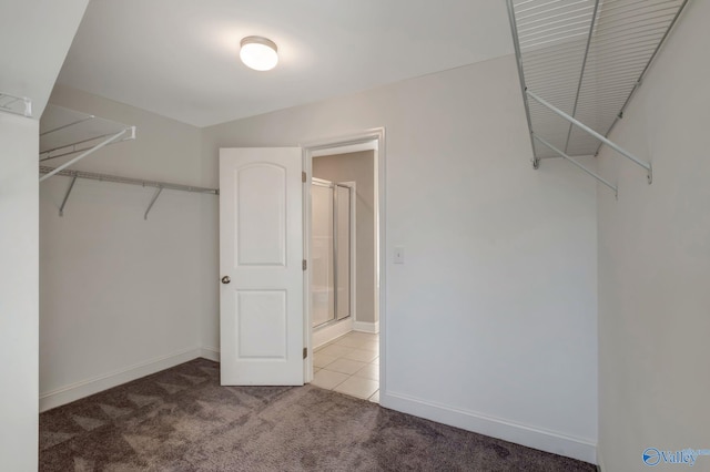 walk in closet with carpet flooring