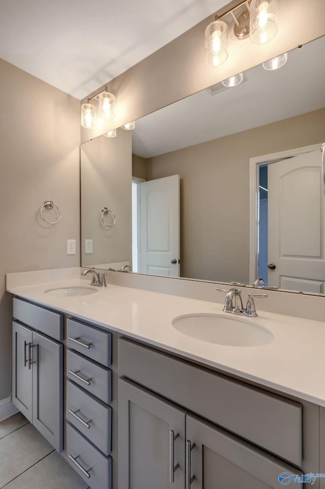 bathroom featuring tile patterned flooring and vanity