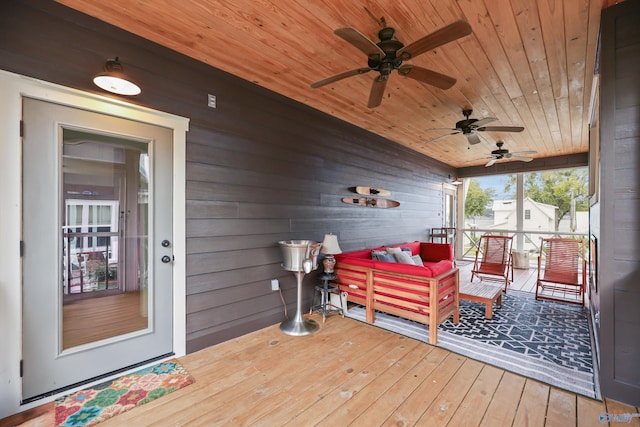 deck with covered porch