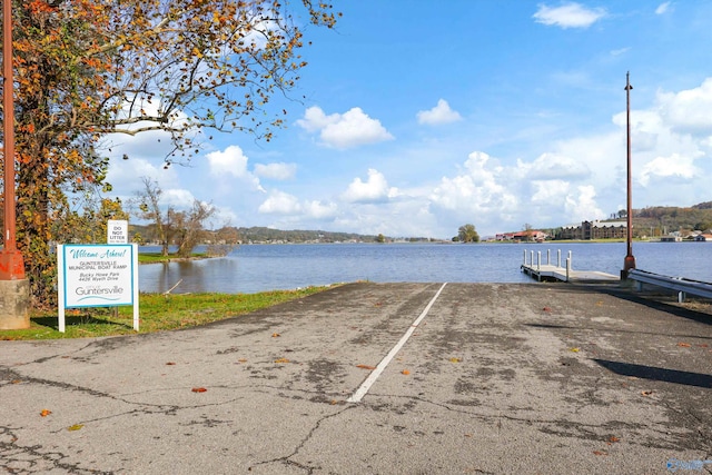 view of dock featuring a water view